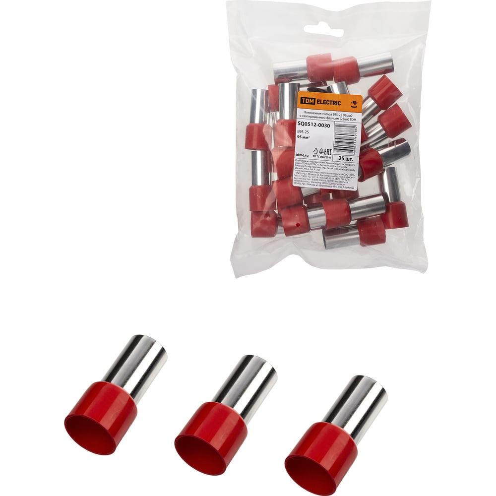 Изображение товара Наконечник-гильза TDM ELECTRIC е95-25 для соединения 95 мм² провода