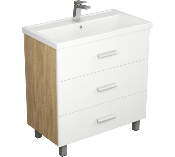 Изображение товара Тумба UNCORIA Гарда 80 под умывальник Фостер 80 см, белый/дуб сонома 58036
