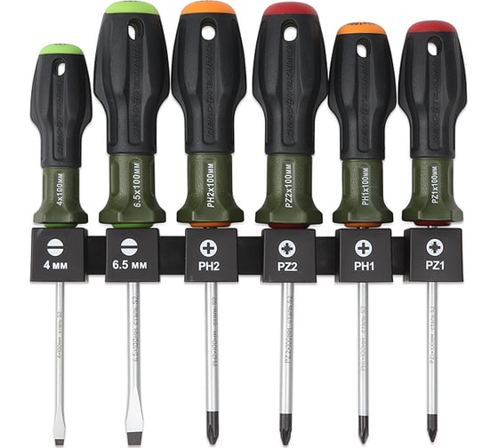 Изображение товара Набор отверток Дело Техники c трехкомпонентными рукоятками SL, PH, PZ, 6 штук 728065