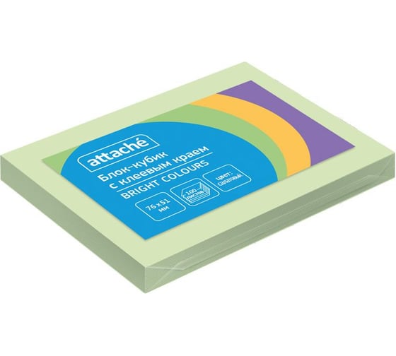 Изображение товара Стикеры Attache Bright colours 76x51 мм пастельные салатовые 1 блок, 100 листов 1495400