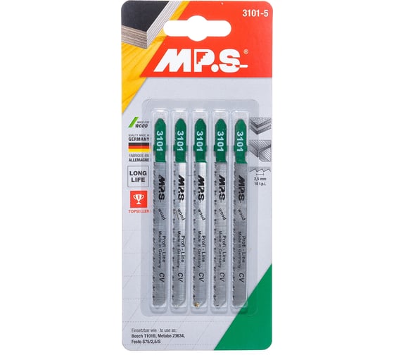 Изображение товара Пилки T101B (100х75х2.5 мм; 5 шт.) по древесине, ДСП, пластмассе MPS 3101