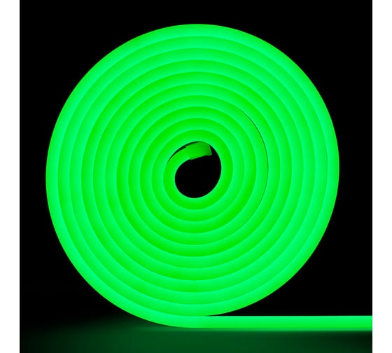 Изображение товара Неоновая светодиодная лента MAKSILED 5м, 8x16мм, 12В, 10.5Вт/м, 110 LED/m, IP33 (СИЛИКОН), зеленый, ML-NF-PR-8mm-L50-Green