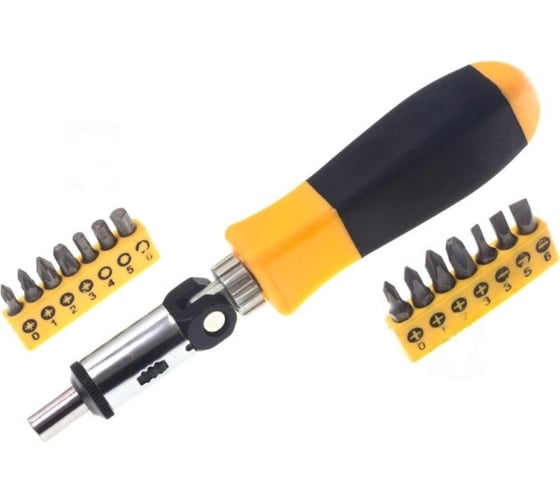 Изображение товара Реверсивная отвертка с шарниром со вставками 15пр. Энкор 19861