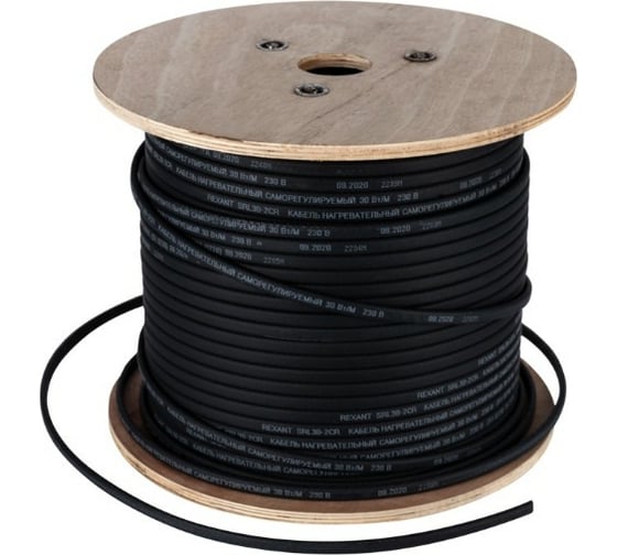 Изображение товара Саморегулирующийся греющий кабель REXANT 30КНС 2ЛП-ЭЛ-65/85, UV, 30Вт/м, 200м 51-0254