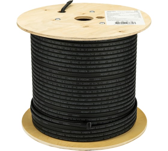 Изображение товара Саморегулирующийся греющий кабель REXANT 16КНС 2ЛТГ-ЭЛ-65/85, Ex, UV, 16 Вт/1 м, 200 м 51-0250