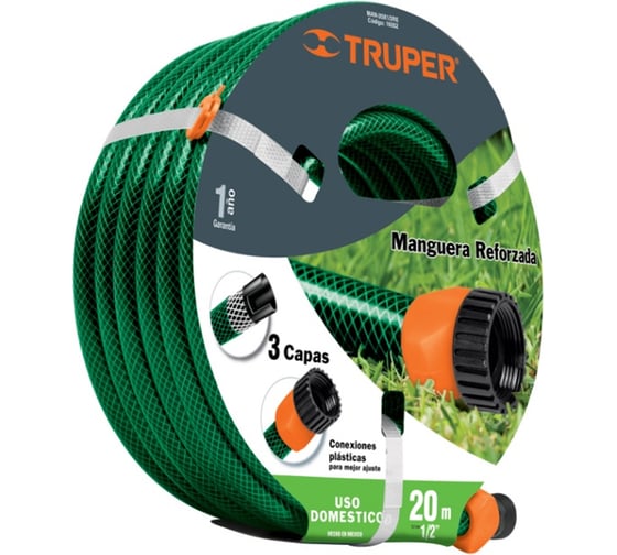 Изображение товара Шланг садовый MAN-20X1/2RE 1/2", 20м Truper 16052