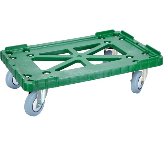 Изображение товара Тележка Тара.ру п/э, 600x400 мм, серые резиновые колеса, Россия, цв. зелёный 08173