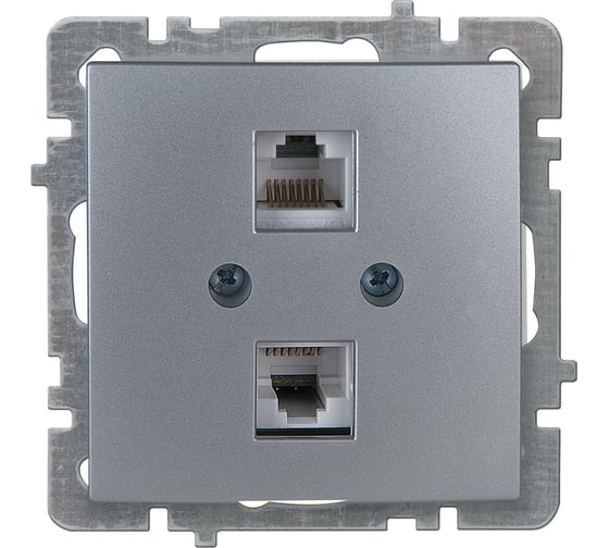 Изображение товара Механизм 2-местной компьютерной розетки Nilson СУ RJ45 САТ6, TOURAN-ALEGRA-THOR серебро 24130446