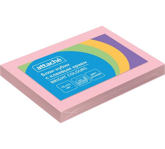 Изображение товара Стикеры Attache Bright colours 76x51 мм пастельные розовые 1 блок, 100 листов 1495399