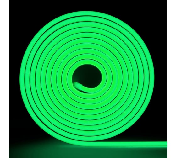 Изображение товара Неоновая светодиодная лента MAKSILED 5м, 6x12мм, 24В, 9Вт/м, 120 LED/m, IP33 (ПВХ), зеленый, ML-NF-24V-0612-Green