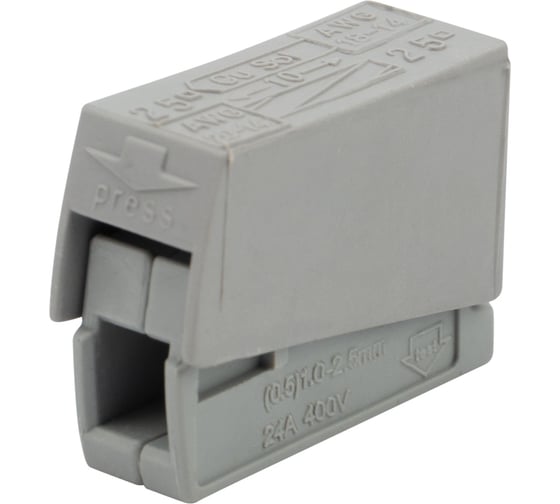 Изображение товара Строительно-монтажная клемма REXANT СМК 224-101 на 1 проводник 1,0-2,5/0,5-2,5 мм2, 10 шт. 07-2401-10