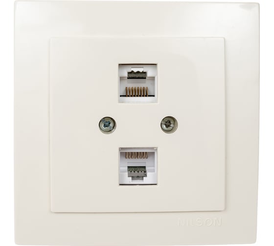 Изображение товара 2-местная компьютерная розетка Nilson СУ RJ45 CAT6, TOURAN-ALEGRA-THOR, кремовый 24121046