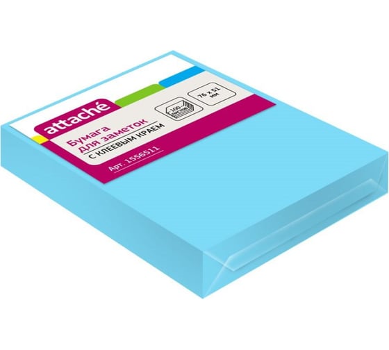 Изображение товара Стикеры Attache 76x51 мм неоновые голубые 1 блок, 100 листов 1556511