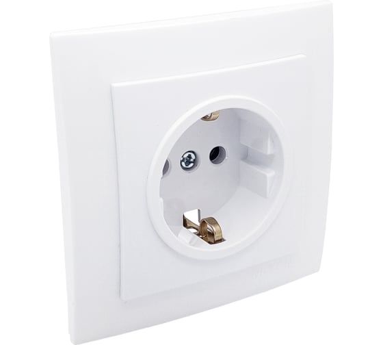 Изображение товара 1-местная розетка Nilson СУ с заземляющим контактом, TOURAN, белый 24111017