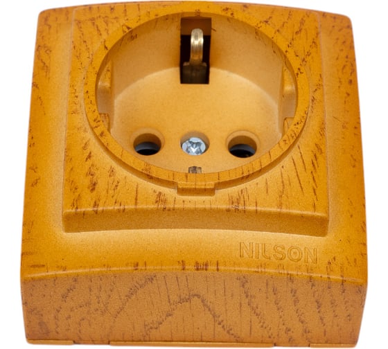 Изображение товара 1-местная розетка Nilson ОУ с заземляющим контактом, Themis, дуб 26251017