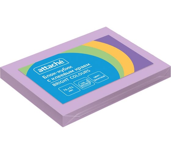 Изображение товара Стикеры Attache Bright colours 76x51 мм пастельные фиолетовые 1 блок, 100 листов 1495401