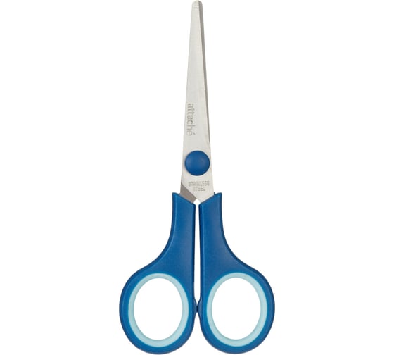 Изображение товара Ножницы Attache 140 мм с пластиковыми прорезиненными ручками синего цвета 1286380