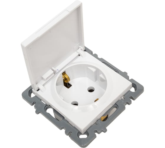 Изображение товара Механизм 1-местной розетки Nilson СУ с заземлением, с крышкой, moda-advantage белый, 20112418