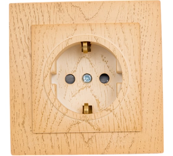 Изображение товара 1-местная розетка Nilson СУ с заземляющим контактом, с защитной шторкой, TOURAN WOOD, клен 24281019