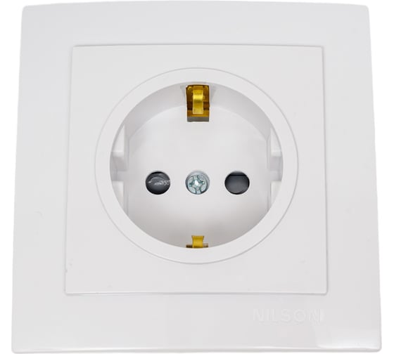 Изображение товара 1-местная розетка Nilson СУ с заземляющим контактом, с защитной шторкой, TOURAN, белый 24111019