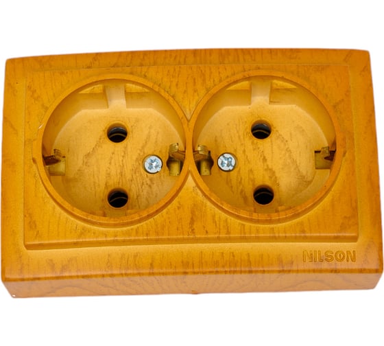 Изображение товара 2-местная розетка Nilson ОУ с заземляющим контактом, Themis, дуб 26251025