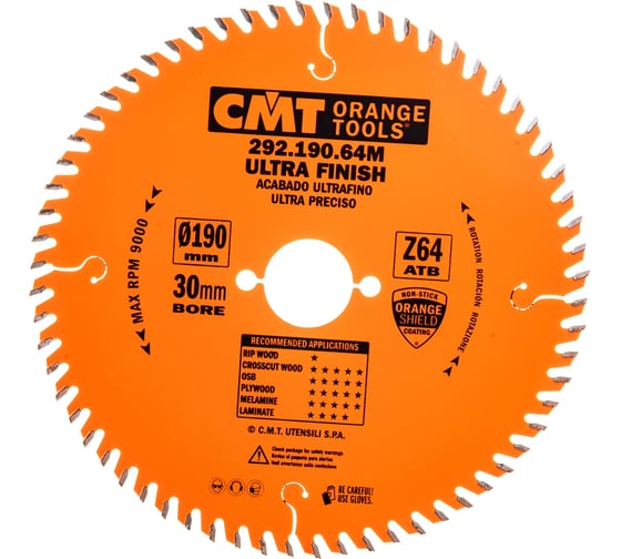 Изображение товара Диск пильный по дереву (190х30х2,6/1,6 мм; Z64) CMT 292.190.64M