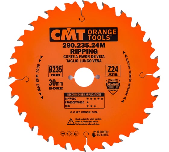 Изображение товара Диск пильный по дереву (235х30х2,8/1,8 мм; Z24) CMT 290.235.24M