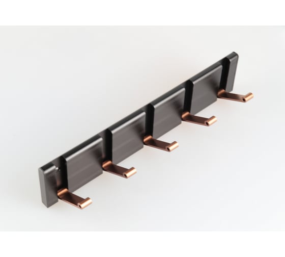 Изображение товара Настенная вешалка Brante flip 5 крючков, черный/кофе 112117