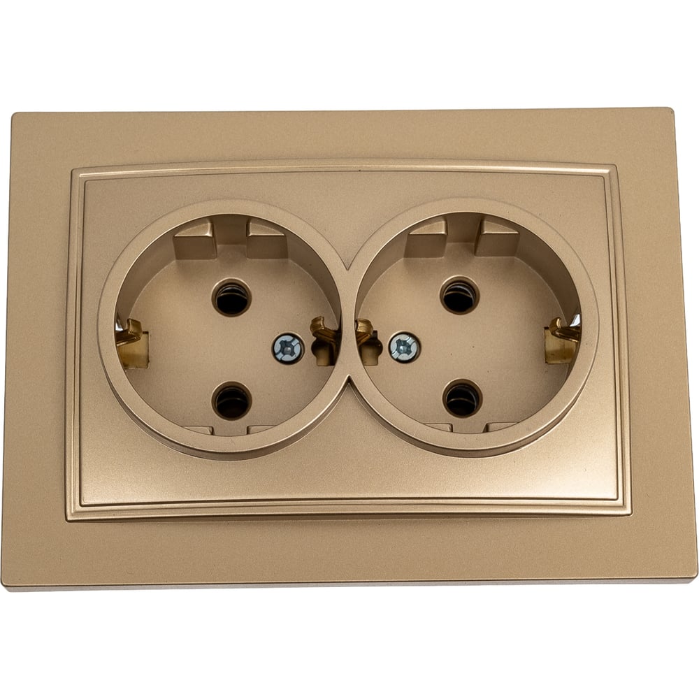 Изображение товара 2-местная силовая розетка Nilson АЛЕГРА-ТОР металлическая золото IP20