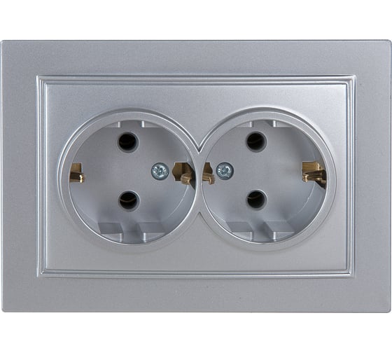 Изображение товара 2-местная розетка Nilson СУ с заземляющим контактом, ALEGRA-THOR, metallic, серебро 27131025