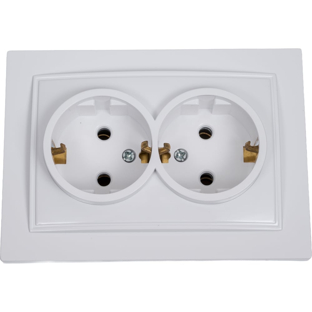 Изображение товара Розетка Nilson СУ ALEGRA-THOR 27111025 белая 2-местная с заземлением