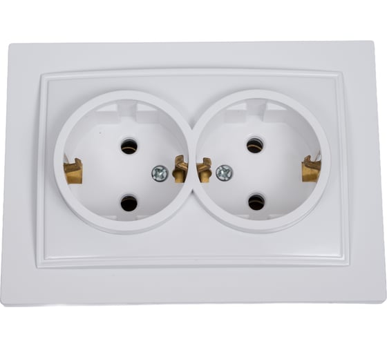 Изображение товара 2-местная розетка Nilson СУ с заземляющим контактом, ALEGRA-THOR, белый 27111025