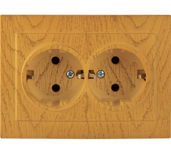 Изображение товара 2-местная розетка Nilson СУ с заземляющим контактом, TOURAN WOOD, дуб 24251025