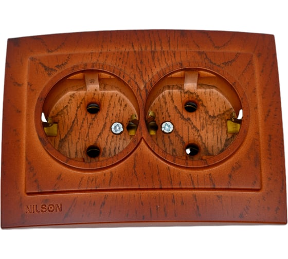 Изображение товара 2-местная розетка Nilson СУ с заземляющим контактом, TOURAN WOOD, черешня 24261025