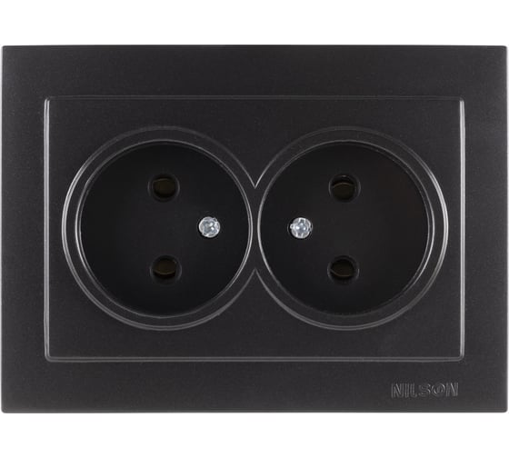 Изображение товара 2-местная розетка Nilson СУ, ALEGRA-THOR, metallic, черный глянец 27221024
