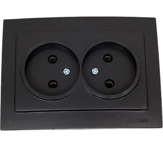 Изображение товара 2-местная розетка Nilson СУ, TOURAN-ALEGRA-THOR, metallic, матовый черный, 24381024
