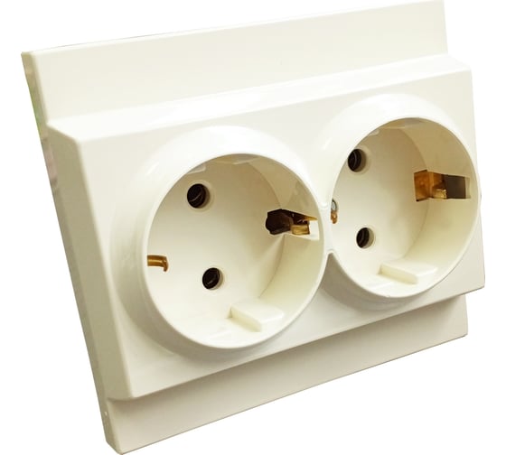 Изображение товара 2-местная розетка Nilson СУ с заземляющим контактом, крем Moda, 21121025