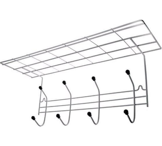Изображение товара Вешалка для одежды EUROHOUSE 4 крючка, с полкой, 60х19,5х23,5 см, хром 14326