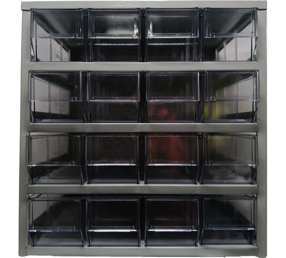 Изображение товара Металлическая кассетница СТАРКИТ светло-серая, с 16-ью лотками LP50x91, с 20-ью разделителями CCT50-91-LGR