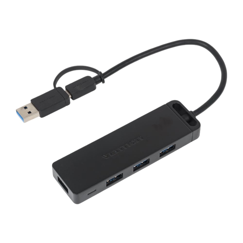 Изображение товара Концентратор USB-C + USB 3.0 VENTION OTG 4-х портов черный 0.15м
