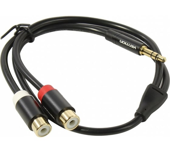 Изображение товара Переходник-разветвитель VENTION гибкий Jack 3.5 mm M/2RCA F - 0.3 м Чёрный VAB-R02-B030