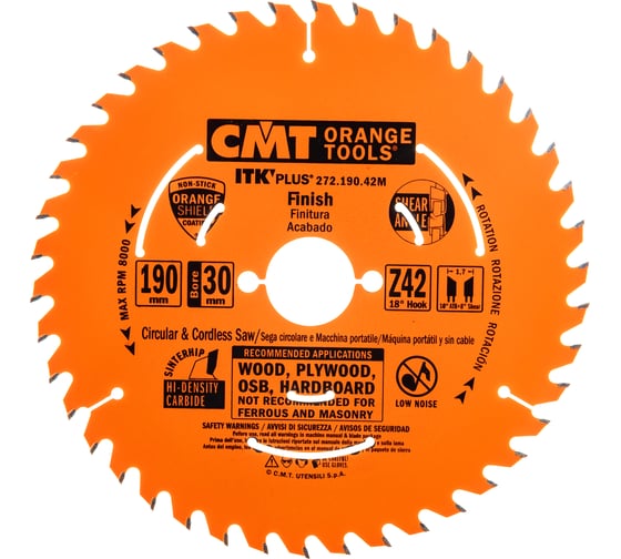 Изображение товара Диск пильный по дереву (190х30/20/16х1,7/1,1 мм; Z42) CMT 272.190.42M