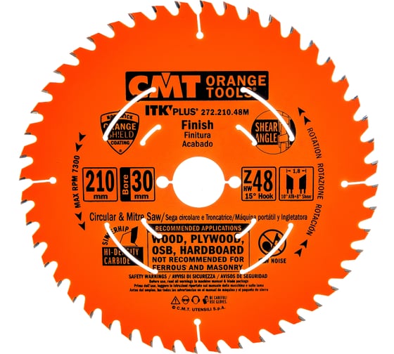 Изображение товара Диск пильный по дереву (210х30/25х1,8/1,2 мм; Z48) CMT 272.210.48M