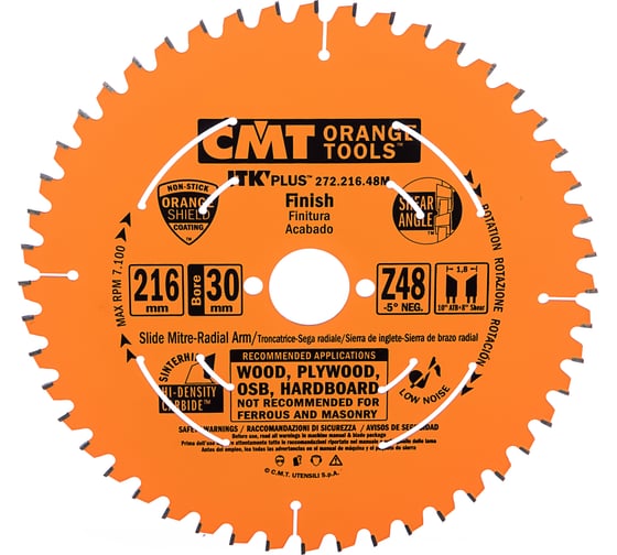 Изображение товара Диск пильный по дереву (216х30х1,8/1,2 мм; Z48) CMT 272.216.48M