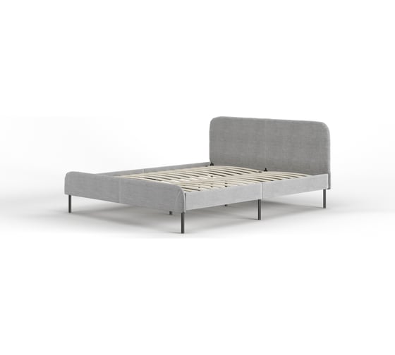 Изображение товара Каркас кровати Металл-Завод MEZA 160x200, обивка серая, каркас черный MB01602001G2