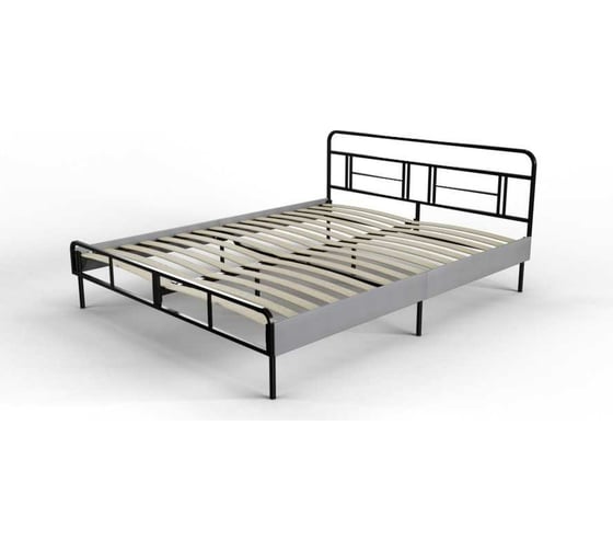 Изображение товара Каркас кровати Металл-Завод MEZA 160x200, обивка светло-серая, каркас черный MBP01602001G2