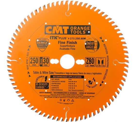 Изображение товара Диск пильный по ламинату (250x30x2,4/1,6 мм; Z80) CMT 273.250.80M