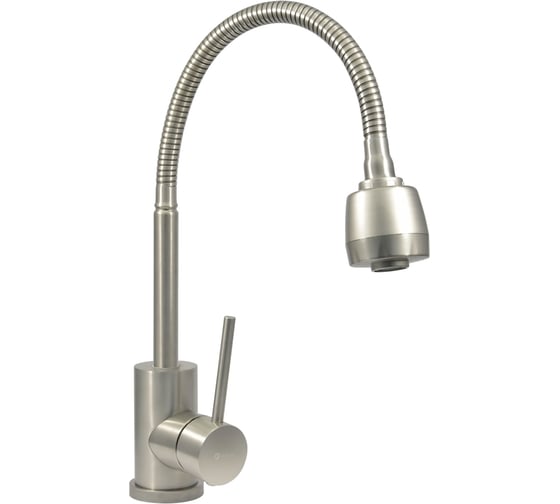 Изображение товара Смеситель для мойки Juguni с гибким изливом, 2 режима (обычный/душ), нерж. сталь AISI304 0402.167