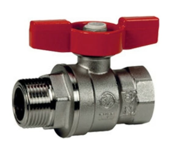 Изображение товара Шаровой кран Giacomini 1 1/4, ВН, ручка-бабочка красная, хромированный R854 R854X026