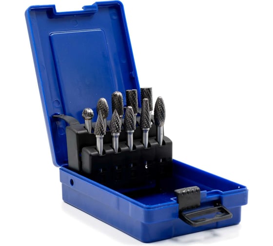 Изображение товара Набор бор-фрез твердосплавных тип A, B, C, D, E, F, G, H, L, M, 10 мм, Bohre КБ011199